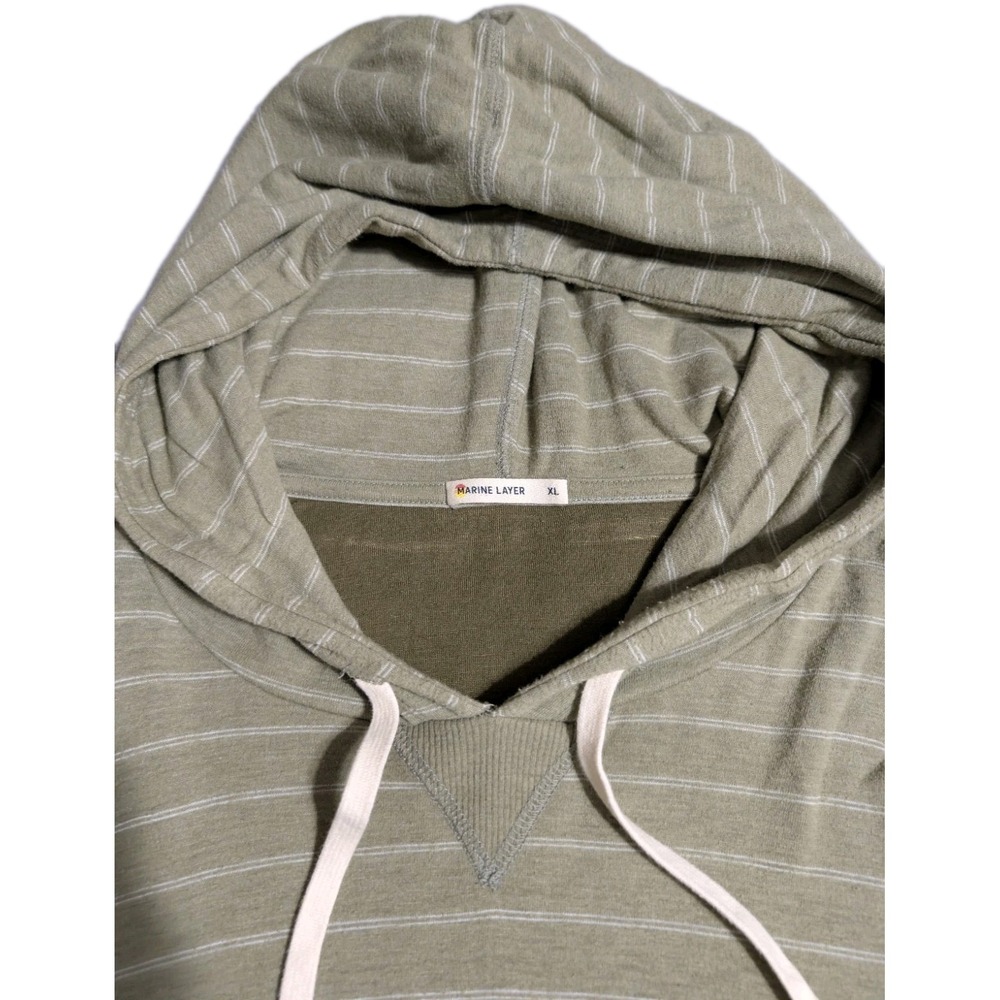 Marine Layer Hoodie Mens XL Striped Lightweight Pullover Green Soft Casual - Picture 3 of 8